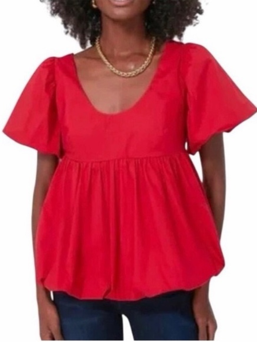 Hyacinth House Tuckernuck Red Puff Sleeve Bubble Top Size XS